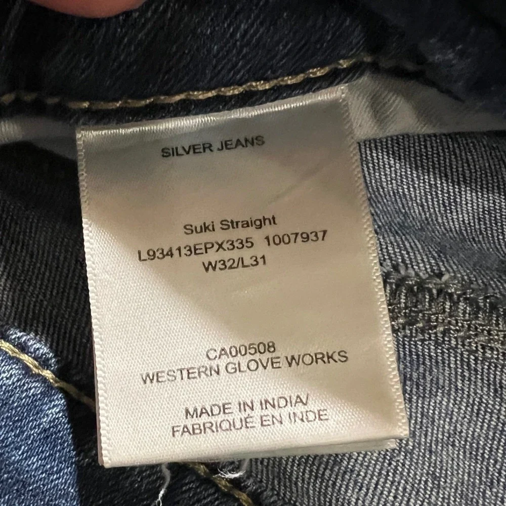 Silver Jeans Co Suki Straight Mid Rise Acid Wash Raw Hem Jeans‎ L93413EPX335 W32